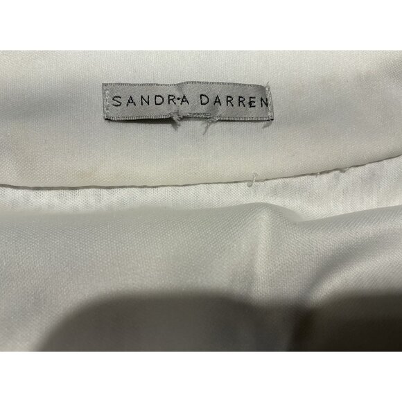 Sandra Darren Maxi Dress See Measurements Off White Beaded Neck Line Lace Lined - Picture 11 of 14